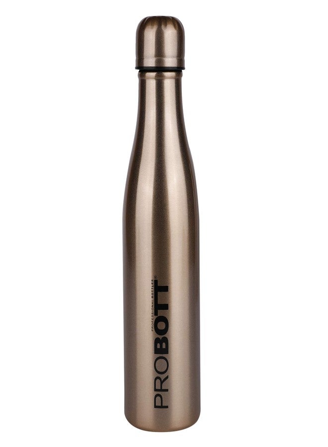 Probott Vintage Flask 750ml Thermosteel Hot & Cold Thermos Flask 0.75 Litre, Water Bottle 750 ml, Gold | Screw Cap | Leakproof | Gym | Sports | Office | Home | Kitchen | Travel | Water, Tea, Coffee - Image 1
